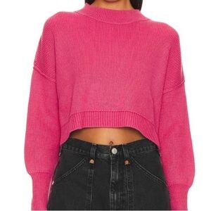 Free People “Easy Street” Long Sleeve Sweater – Vibrant Pink, Size Small 💖